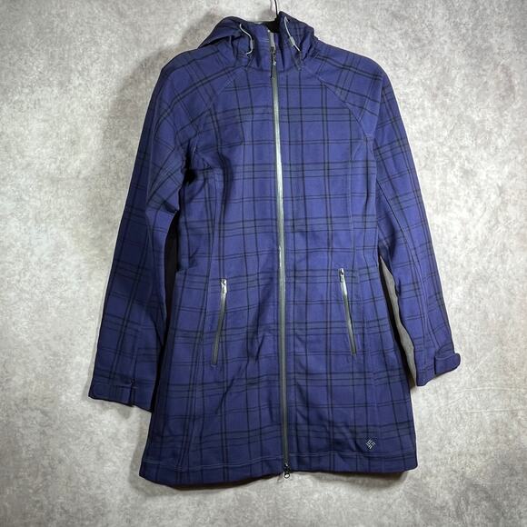 Columbia Dusk2Dawn Jacket Women S Blue Plaid Thermal Comfort Omni-Heat Insulated - Picture 1 of 9